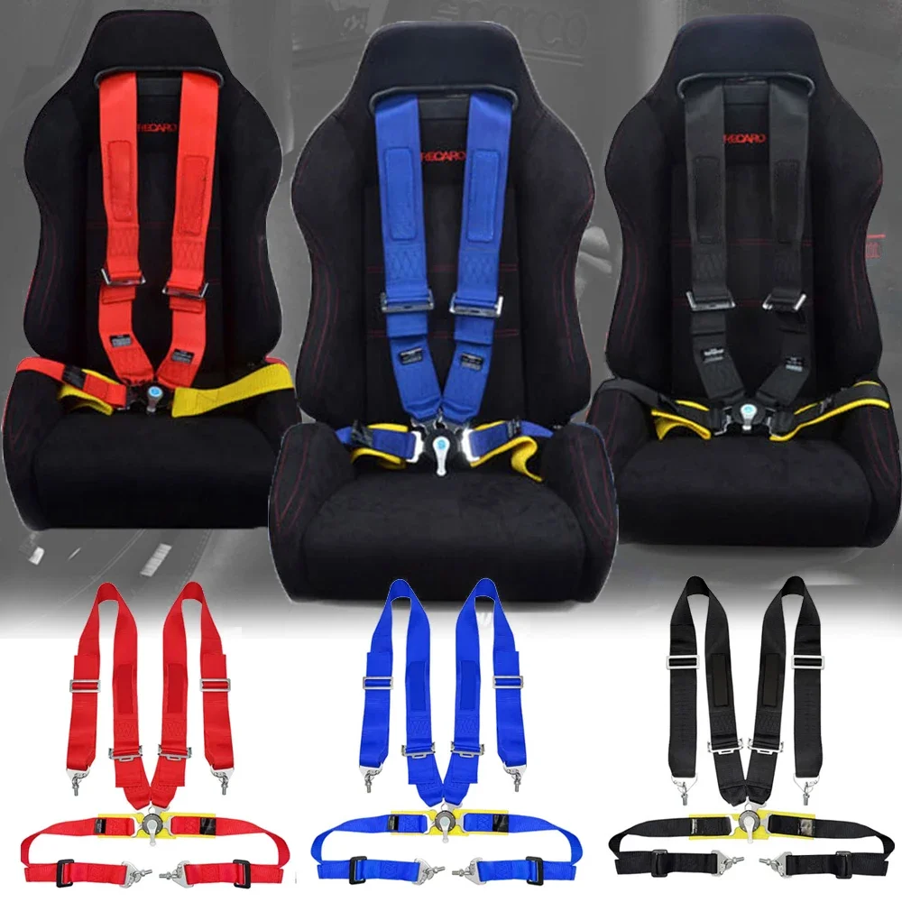 

Universal 4 Point Racing Car Seat Belt Harness with Camlock Quick Release 3" Nylon Safety Harness Seat Belt with Logo SP
