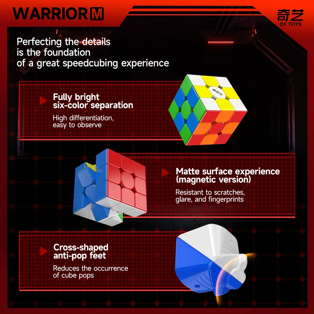 Qiyi Warrior M UV 3X3 Magnetischer Magic Speed Cube Spielzeug Qiyi Warrior UV Puzzle Professionelles Spiel Kinderspielzeug – Detail 8