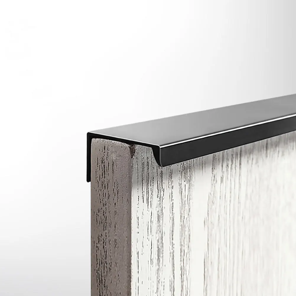 

4Pcs Punch-Free Invisible Cabinet Handles American Style Black Furniture Pull Handles Accessories for Wardrobe Kitchen Bathroom