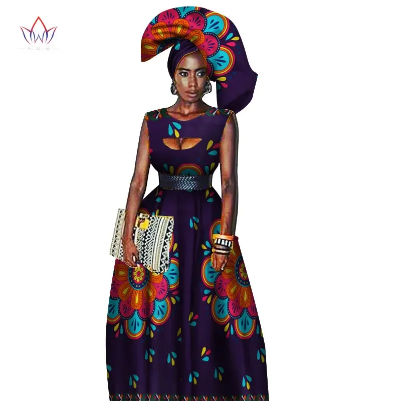 Traditional African Women Clothing African Print Wax Custom Long Dresses for Women Africa Women Clothing Dashiki Dresses WY1871