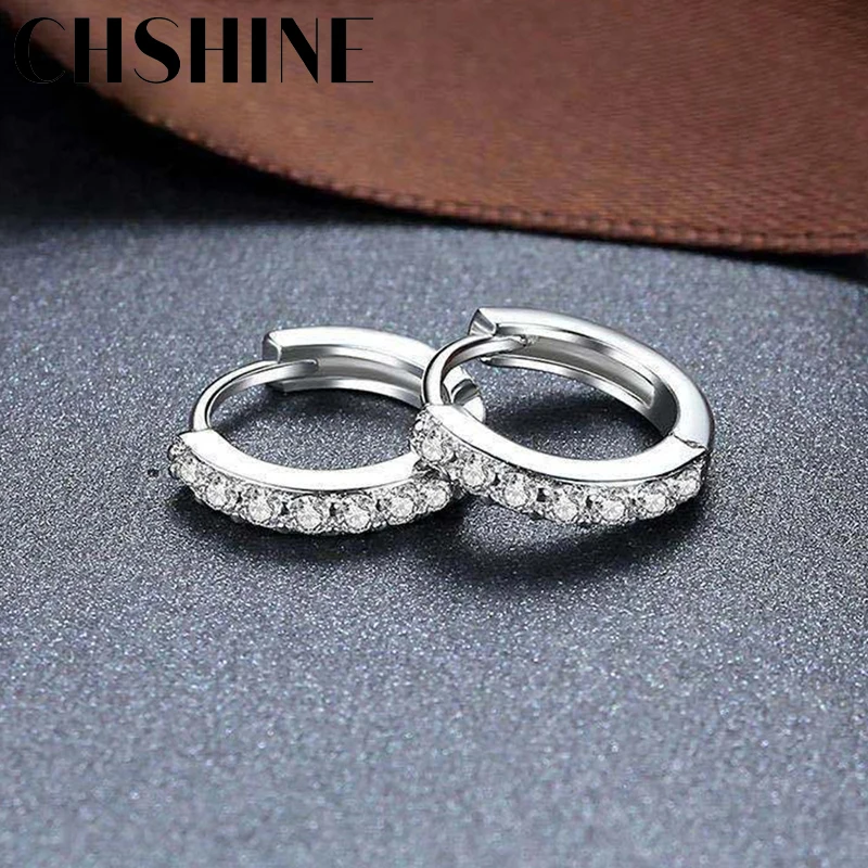 CHSHINE 925 sterling silver new women fashion high quality jewelry single row full crystal super flash zircon earrings