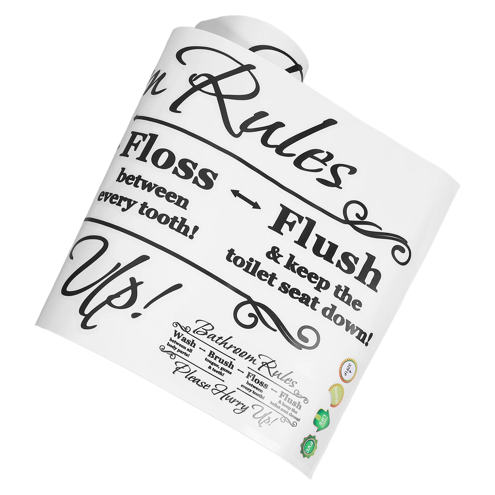 

Bathroom Wall Sticker Removable Funny Bathroom Rules Wall Decal Waterproof Eco for Home Decor