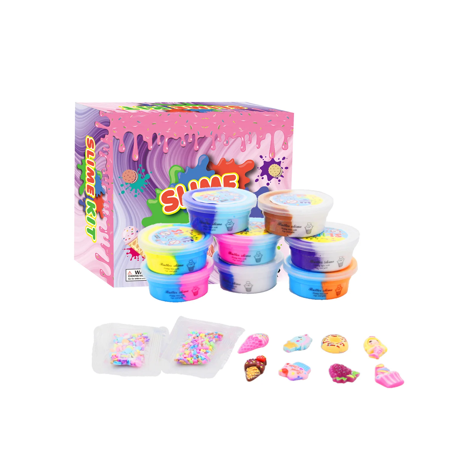 Set Slime Fluffy Kit for Enfant 8pcs Color Matching Cotton Mud 50ml Slime Color Mud Butter Mud DIY Plasticine Children's Toys