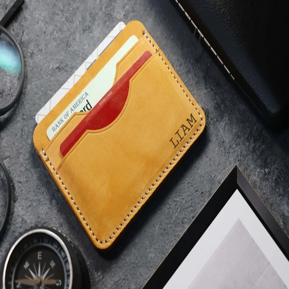 مخصص الراقية حامل بطاقة الهوية الجلدية متعددة فتحة سليم بطاقة حالة السفر في الهواء الطلق المحمولة حامل بطاقة الائتمان محفظة صغيرة