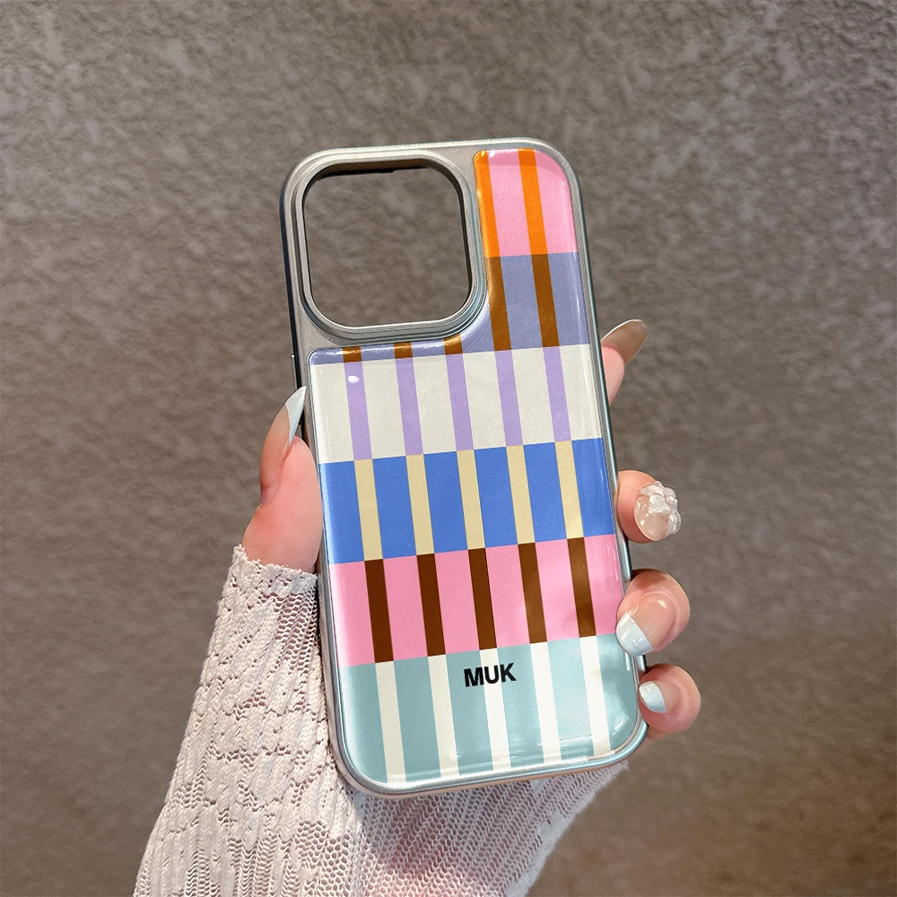 Fashion Striped Art Phone Case for iPhone 17 16 15 14 13 12 11 Air Pro Max Plus Luxury Clear Soft Back Cover