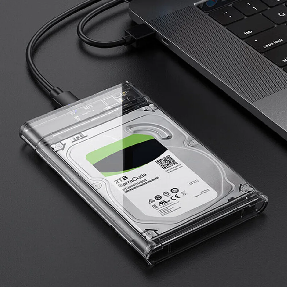 Transparent HDD Case SATA to USB 3.0 Hard Drive Case External 2.5'' HDD Enclosure Support UASP, for Type C SSD Disk Case Box