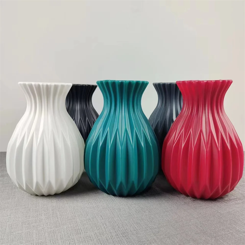 1 PCS Nordic Flower Vase Imitation Ceramic Plastic Flower Vase Living Room Desktop Decoration Wedding Centerpiece Arrangement