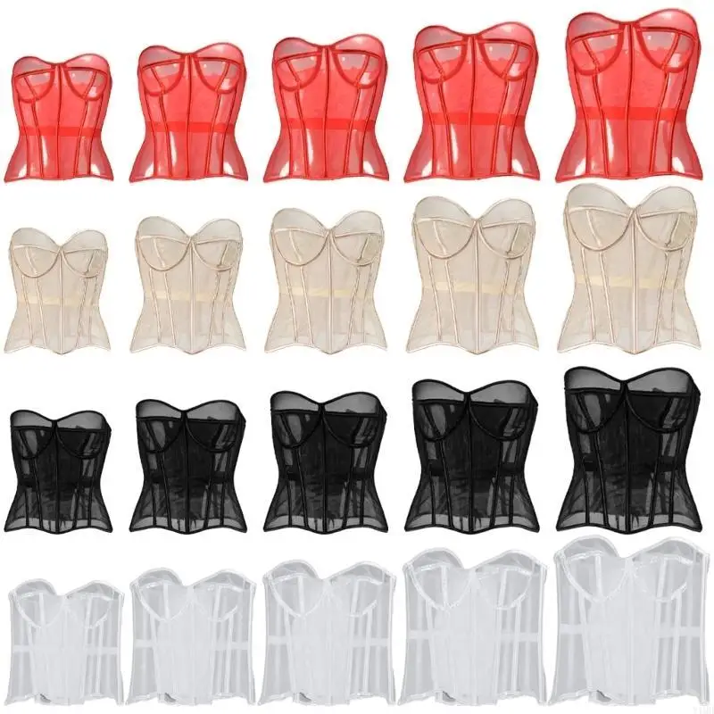 الخصر Cincher Seethrough Bustier French Courtstyle Top Overbust Corset حزام للحدث والزي الموضوع