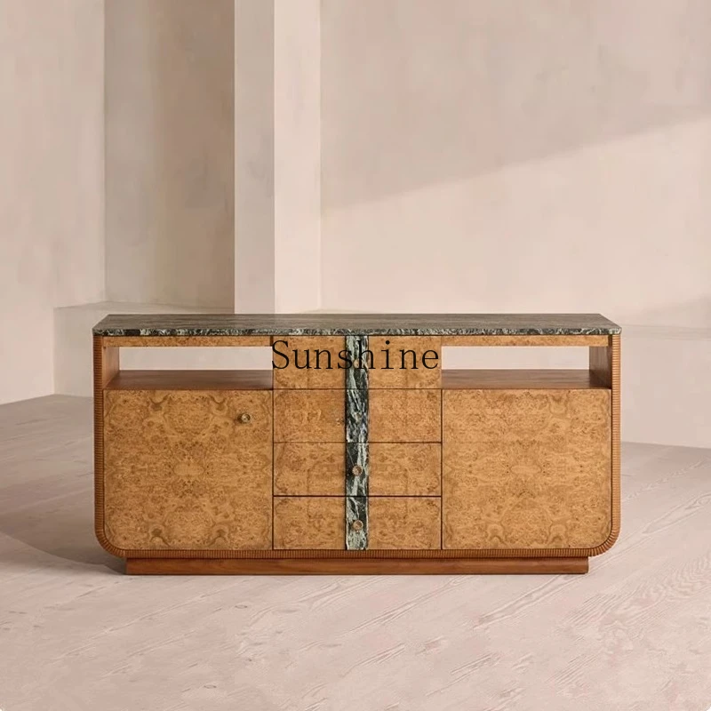 

Medieval solid wood dining side cabinet household wall creative entrance decorative cabinet