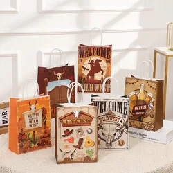 6Pcs Wild West Cowboy Cowgirl Theme Paper Gift Packing Bags Candy Cookie Bag for Birthday Wedding Bachelorette Party Decoration