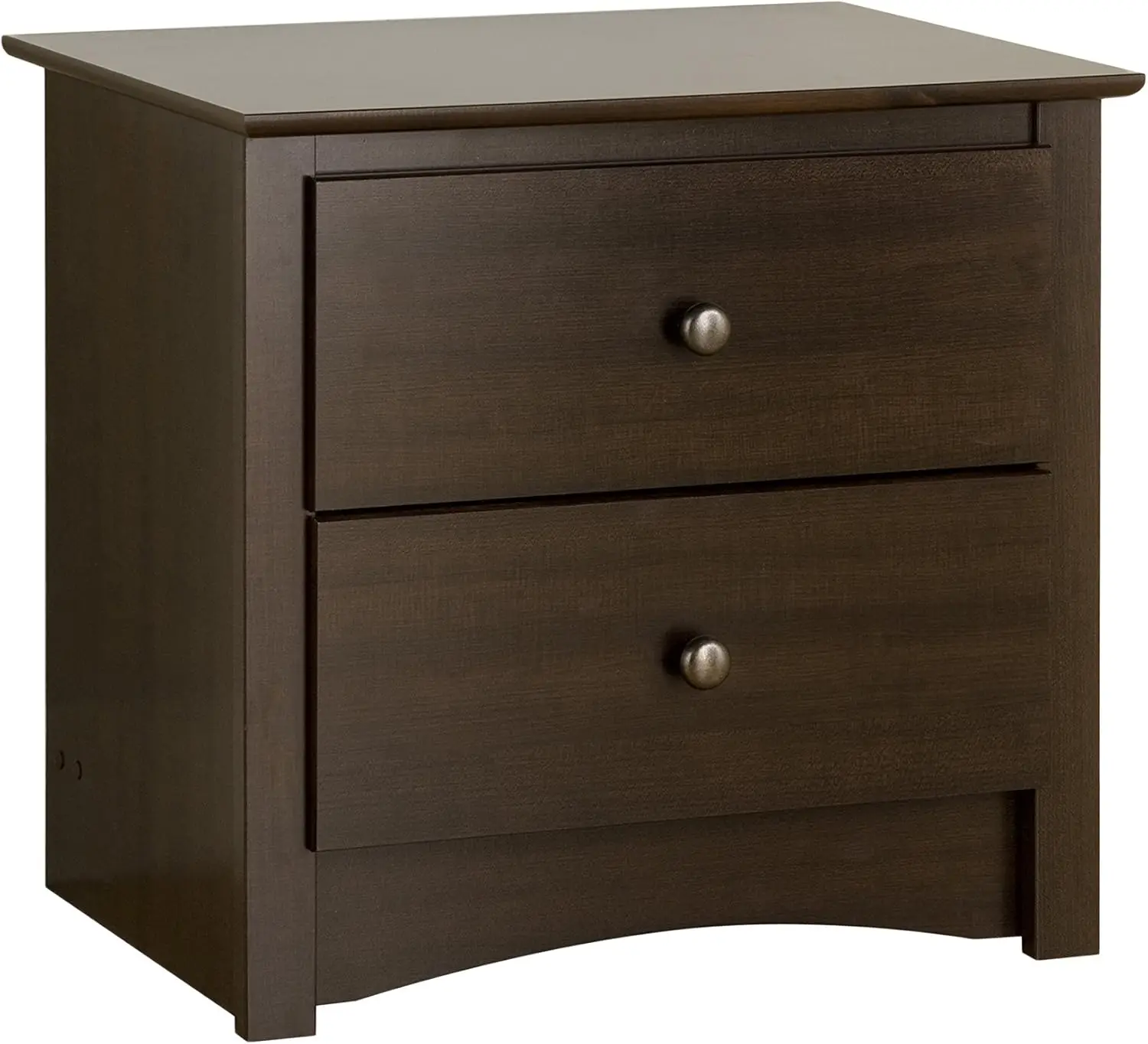 Traditional Nightstand with 2 Drawers, Espresso Finish, 16"D x 23.25"W x 21.75"H, Easy Assembly