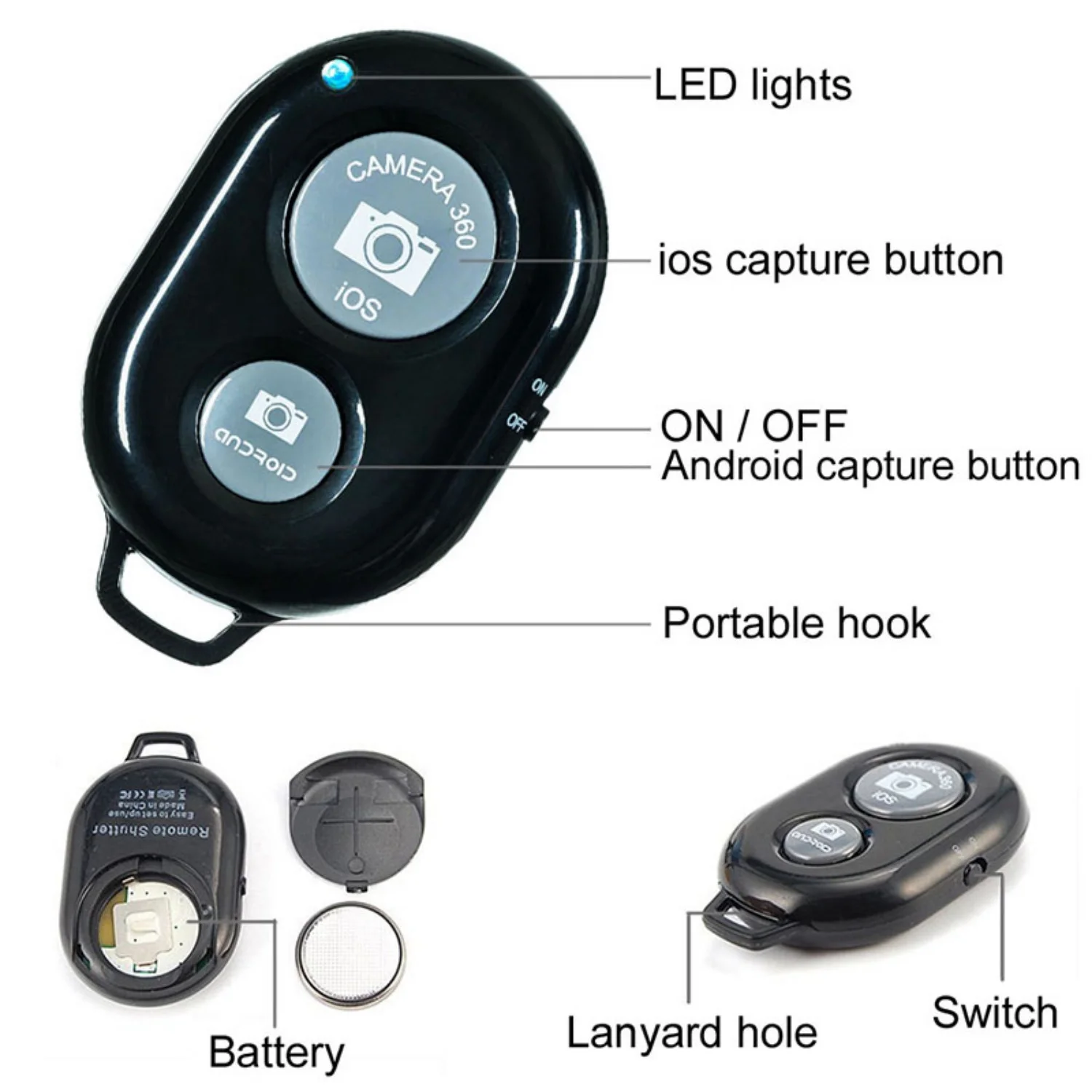 

Self timer Controller Mobile Phone Bluetooth Wireless Remote Control Monopod Selfie Stick