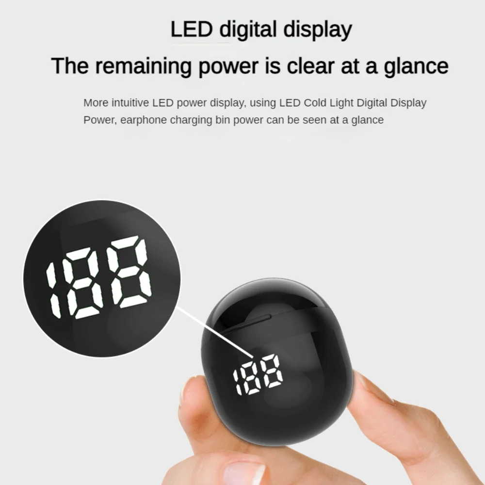 Mini pequeno e leve fone de ouvido sono display led energia mini sem fio 5.3 fone música hd chamada hlfl qualidade som masculino senhora