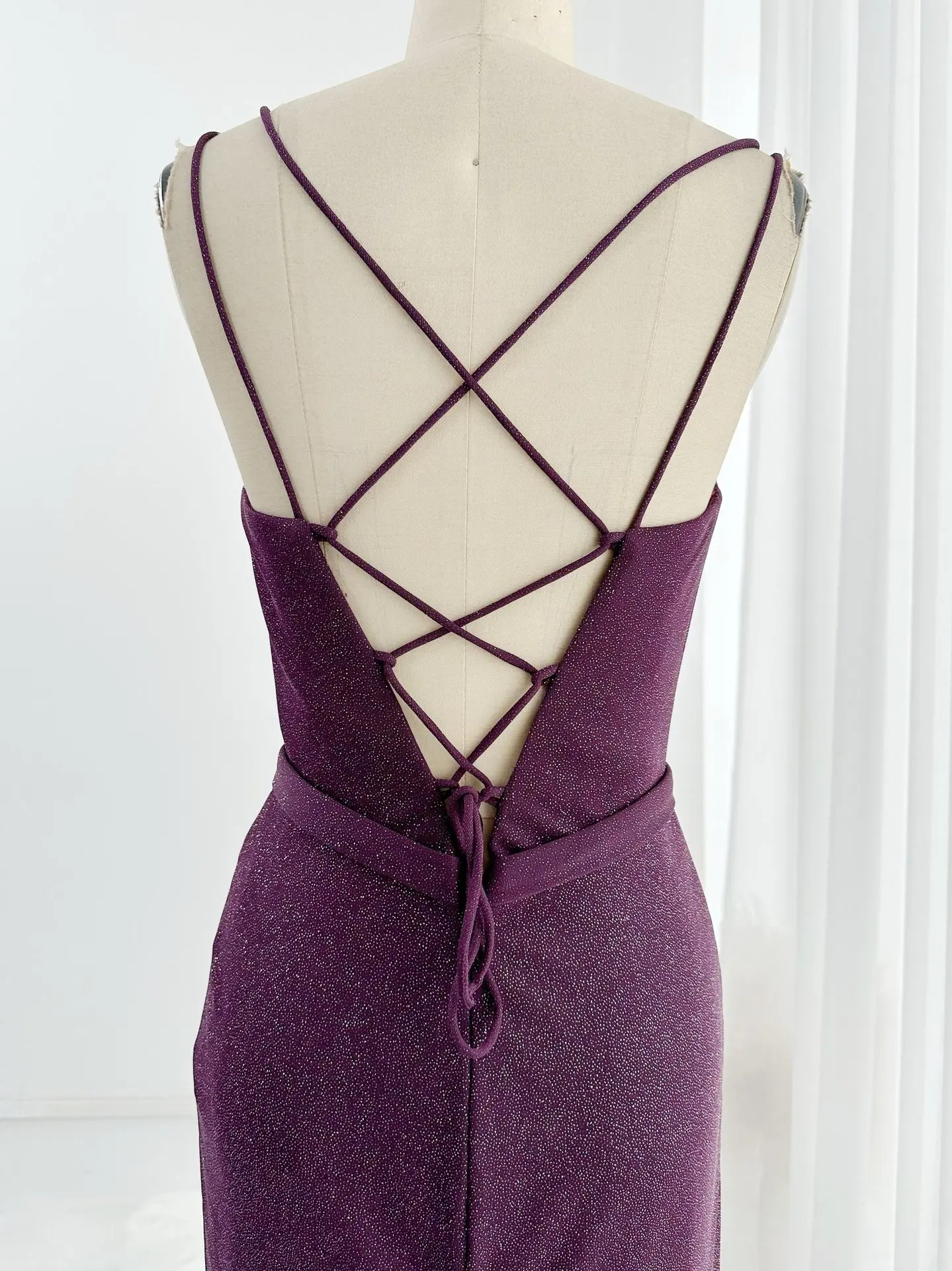 Purple -Sexy Camisole Tube Top Flash Beta Better Tibetan Slim Tail Tail Evening Dress M2015