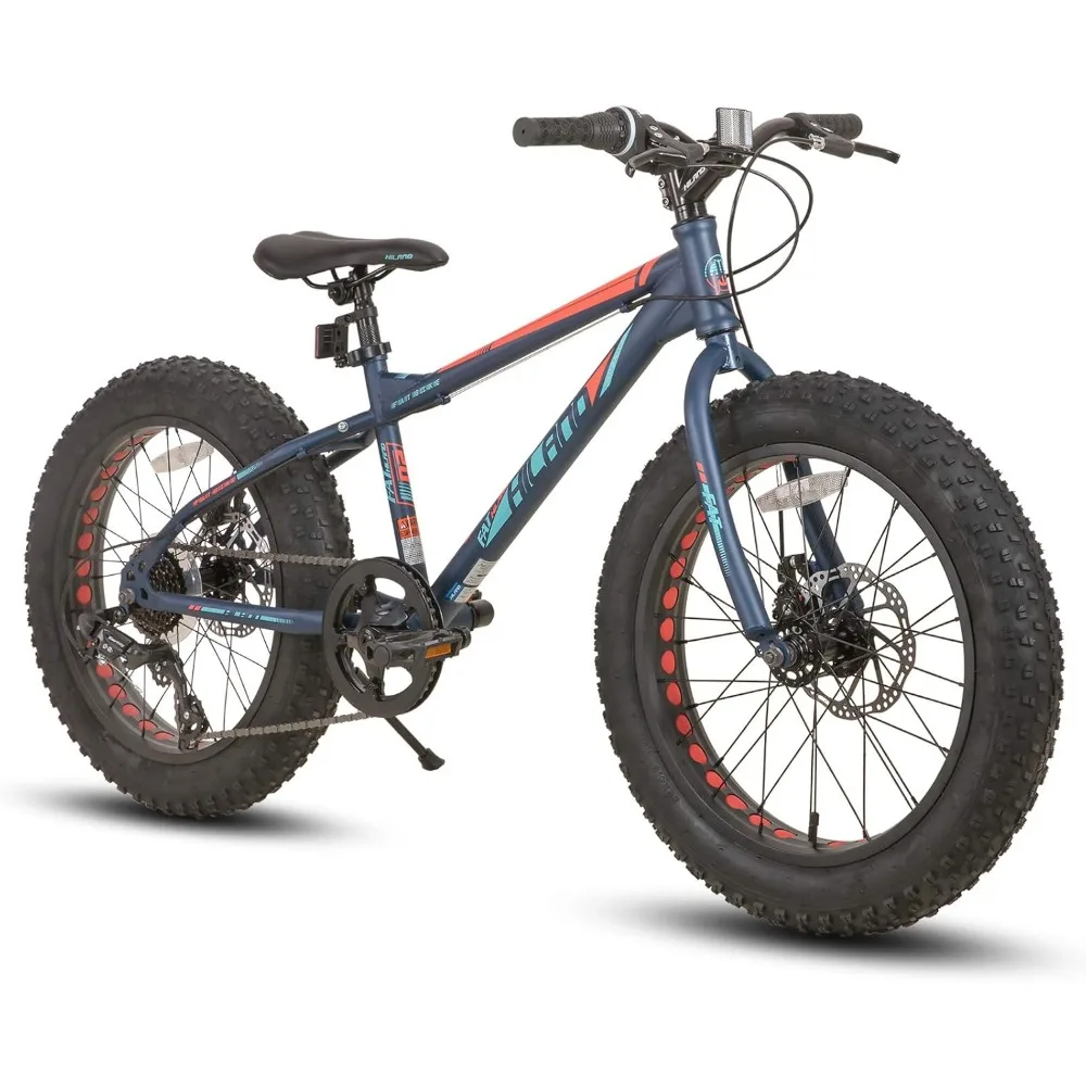 20 Inch Kids' Bicycles Fat Tire Mountain Bike for Boys and Girls Age 5 + Years, Shimano 7-Speed, Dual-Disc Brake,Kids Beach