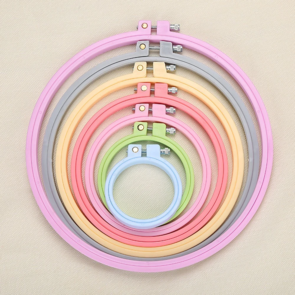 1pc Abs Plastic Embroidery Hoop Cross-stitch Embroidery Frame Candy Colored Embroidery DIY Woven Embroidery Accessories