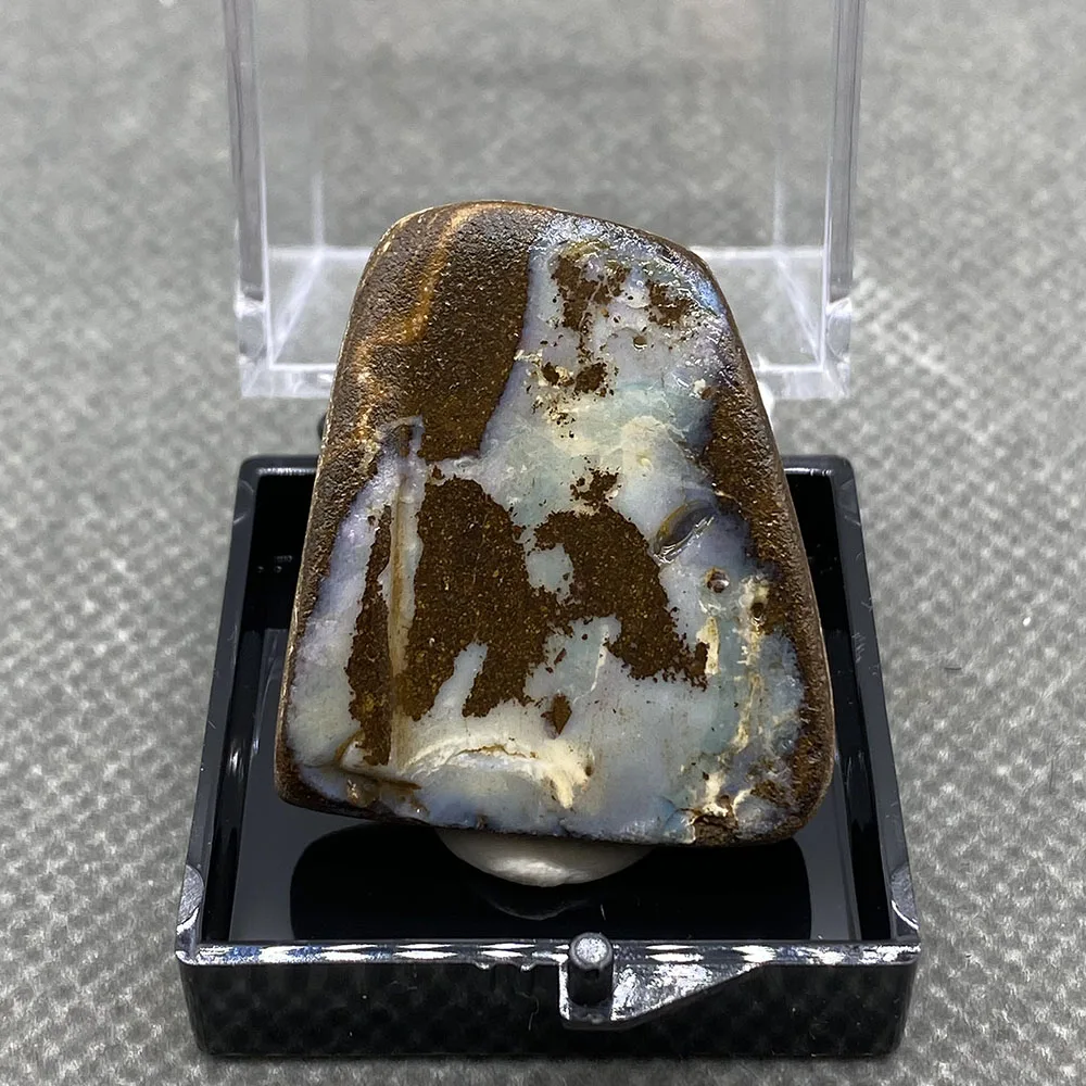 100% natural rare Australian iron opal (photographed in wet water state) gem mineral specimen quartz gemstones box size 3.5cm