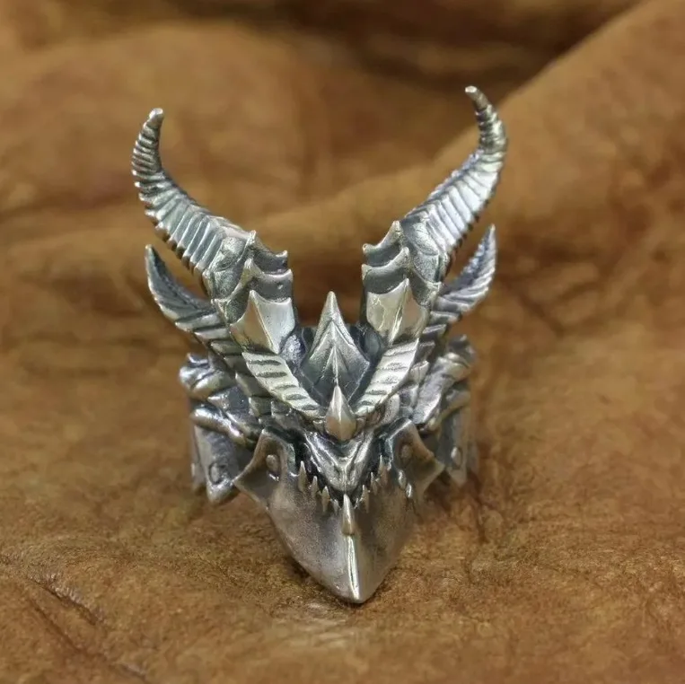 American Style Retro Silver Color Mech Dragon Ring UNISEX Cool and Domineering Punk Party Ring