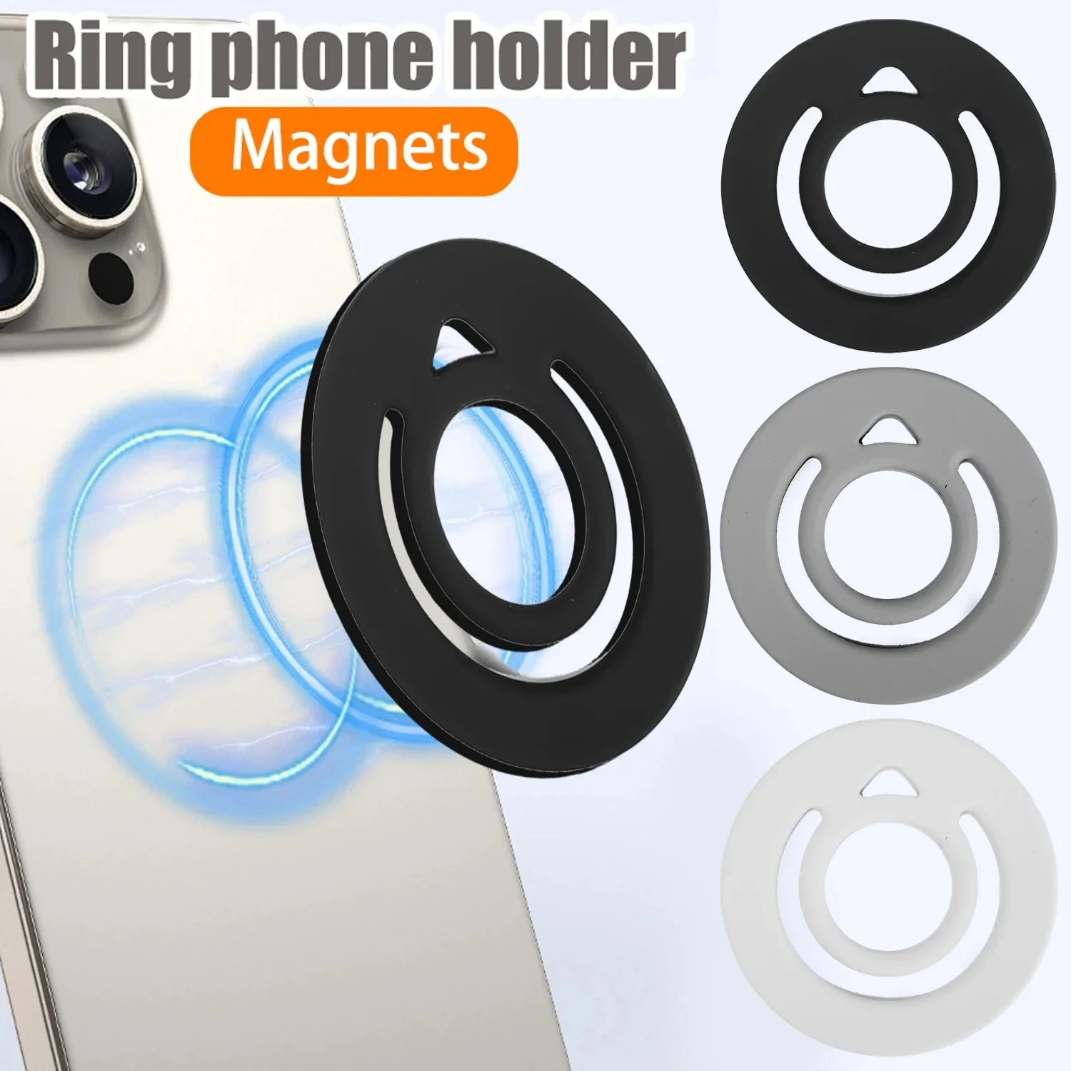 Magnetic Silicone Finger Ring Grip Double Side Strong Magnet Phone Holder for MagSafe for iPhone 17 16 15 14 Samsung S25 Xiaomi