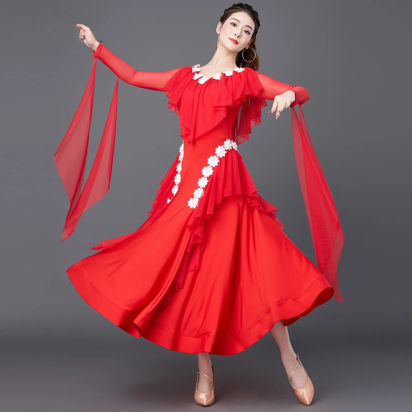 

Ballroom Dance Dress Professional Competition Performance Customes National Standard Waltz Friendship Modern Dance Dress Clothes