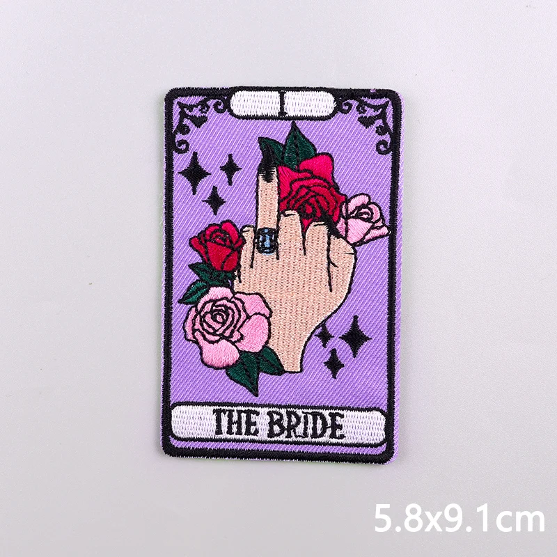 Patchs brodés de cartes de tarot sur les vêtements, patch thermocollant, autocollants de vêtements, applique de couture, patch thermocollant, style Pnk