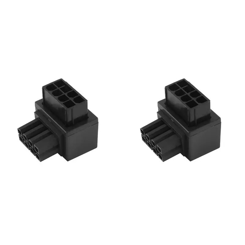 AS95 2Pcs ATX 8Pin Female 90 Degree Angled to 8 Pin Male Power Adapter GPU Steering Connector for Graphics Video Card