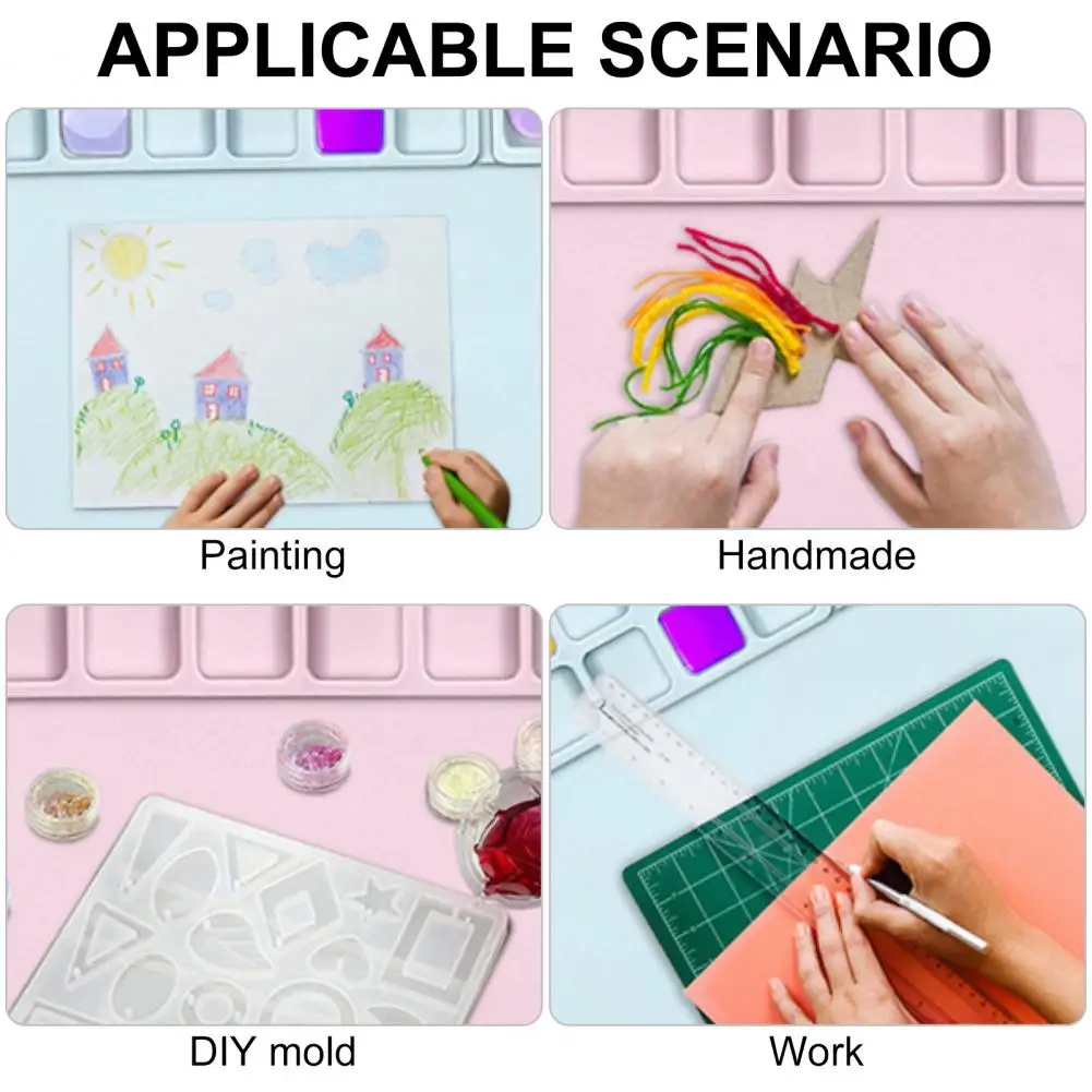 Painting Pad Silicone Painting Mat with Cup Efficient Mixing Palette for Artists Non-stick Silicone Art Mat Craft for Kids
