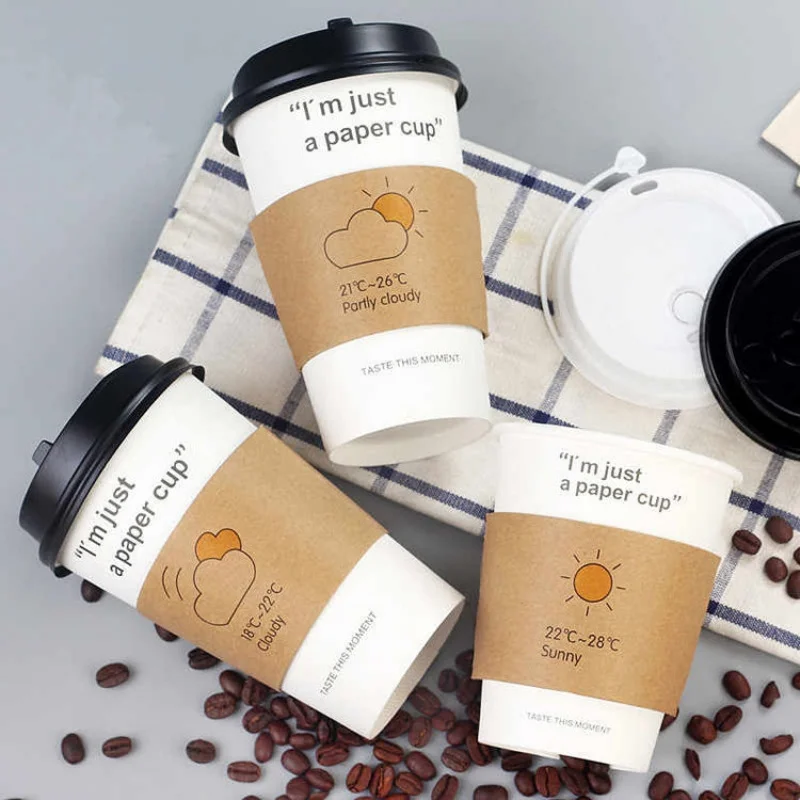 Funda de taza de café de papel para llevar personalizada, producto Biodegradable ecológico, venta al por mayor