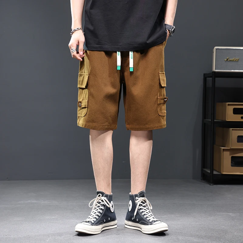 Shorts for men's summer slim American trendy high street oversized loose wide leg sports casual cropped pants shorts for men