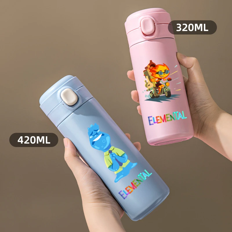 Disney Series Elemental Stainless Steel Water Cup Leak Proof Vacuum Thermos Travel Portable Cartoon Children Drinking Cup Gift