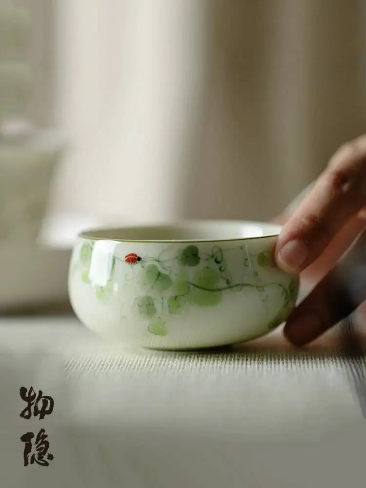 

Wuyintang high End Hand Painted Ceramic Kung Fu Large Master Household Underglaze Color Tasting Cup Tea Set