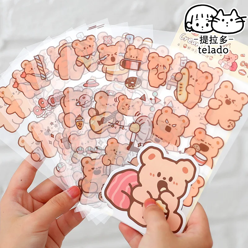 10pcs Kawaii Stationery Stickers Butter Bear and Rabbit Series  Junk Journal Diary Planner Decorative Mobile Sticker