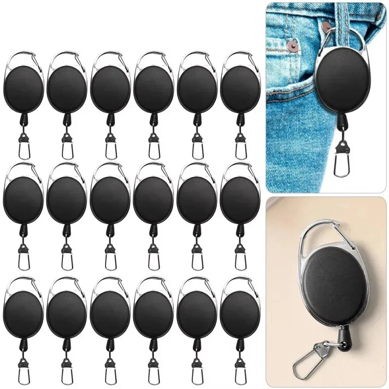 1/2/3/4/5/6/7Pcs Retractable Key Chain Reel Badge Holder Fly Fishing Zinger Retractor with Quick Release Spring Clip Fishing