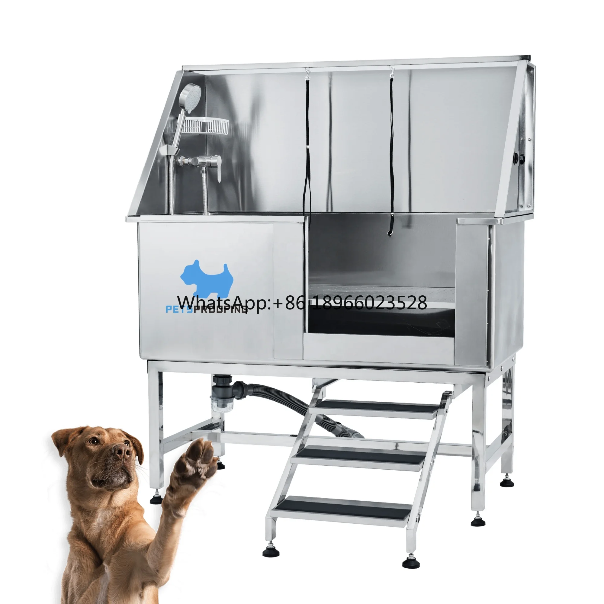 

Multifunction 50" Left door Dog bath tub and wash station Stainless Steel Pet Spa Bathtubs bathing grooming tub Tub For dogs