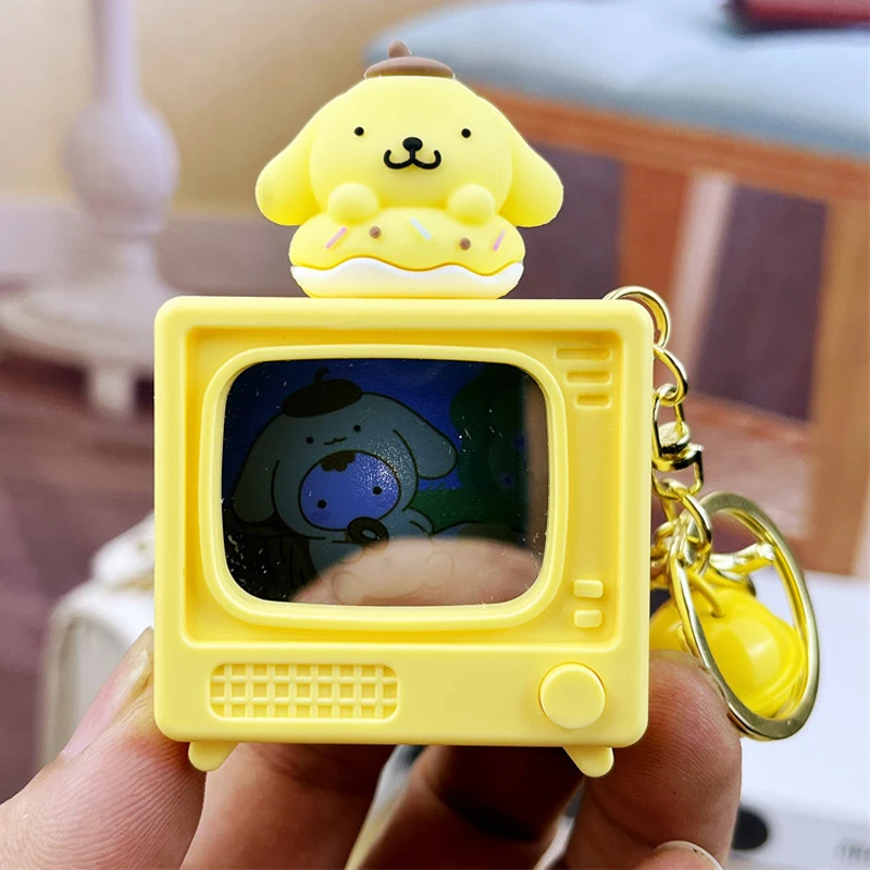 Sanrio Mirror TV Desenhos Animados Chaveiro, Criativo Minha Melody Kuromi TV, Chaveiro LED Luz, Pingente Mochila, Ornamento Saco, Decoração Chave Do Carro