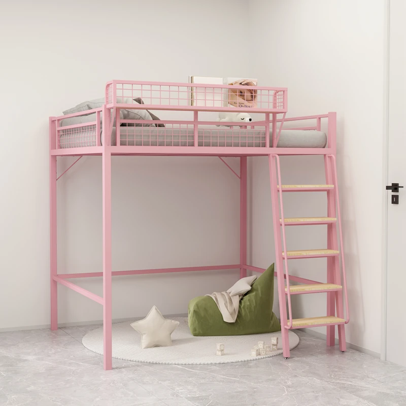 On the bed and off the table, simple elevated bed, space-saving pavilion-type small apartment, wrought iron bunk, duplex second