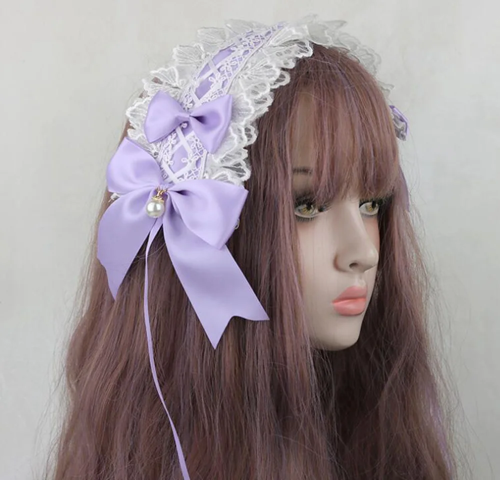 Cerchietto per capelli dolce adorabile Anime Maid Cosplay Fascia Lolita Fiore di pizzo Copricapo Accessorio per capelli