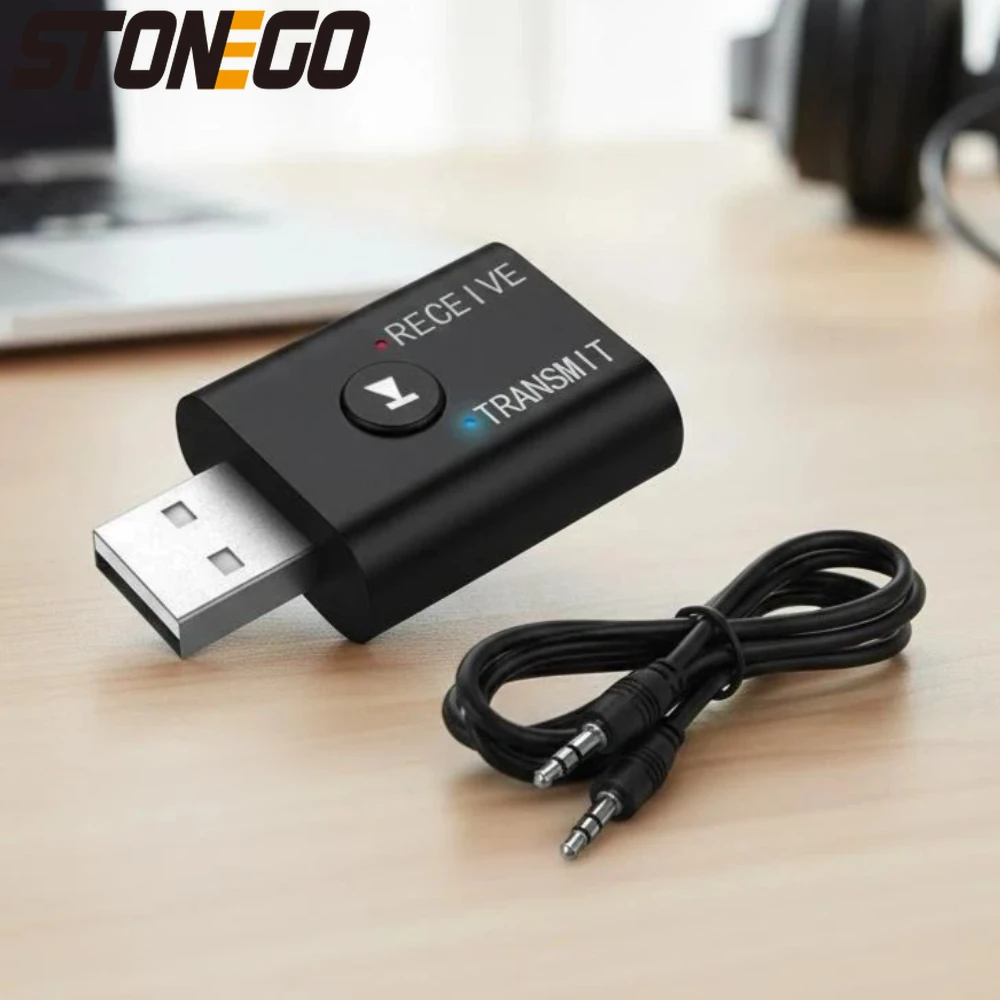 

Аудиоадаптер Bluetooth 5.0, беспроводной приемник и передатчик 2-в-1, портативный мини-адаптер для телевизора, автомобильных колонок, ПК, домашнего аудио и потоковой передачи звука