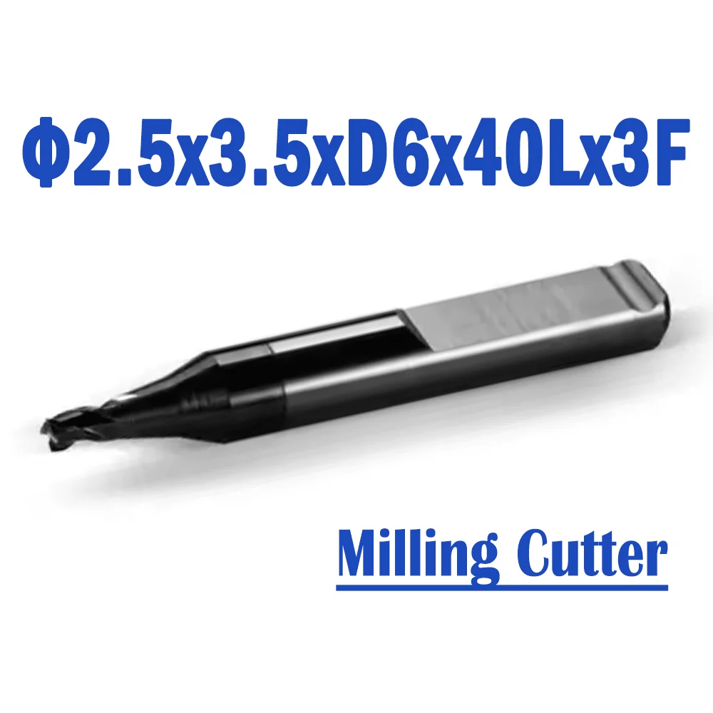 2 Pcs/lot Φ2.5x3.5xD6x40Lx3F Raize 60 Series Pro KAILING CNC 994 Carbide Milling Cutter Key Machine Accerioes Suit For A Fixture