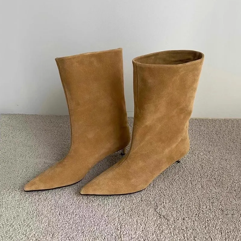 

Зимние уличные модные винтажные ботильоны с острым носком, женские дизайнерские туфли на тонком низком каблуке, современные короткие Botas Zapatos De Mujer