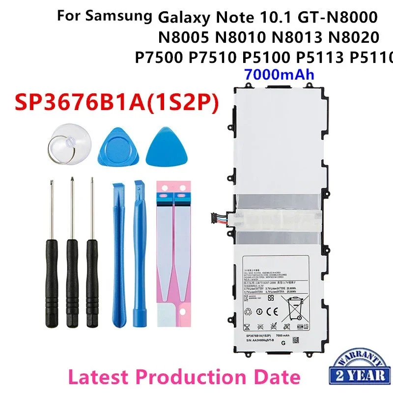 Brand New SP3676B1A 7000mAh Battery For Samsung Galaxy Note 10.1 GT-N8000 N8005 N8010 N8013 N8020 P7500 P7510 P5100 P5113 +Tools