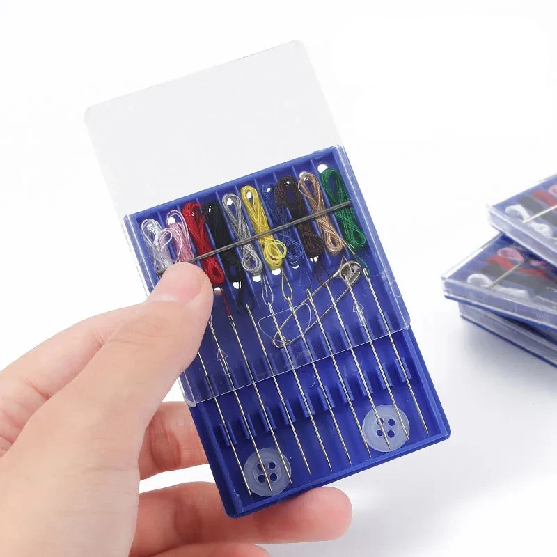 10 Color Thread Mini Sewing Kit Box Disposable Needle Thread Button Storage Bags Sewing Tool Portable DIY Handcraft Home Travel