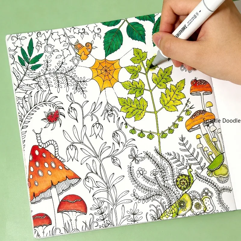 A Healing Fantasy Jungle Coloring and Tracing Book, Themed Around The Dream Forest, Line Drawing and Copying Brochure, 40 Pages