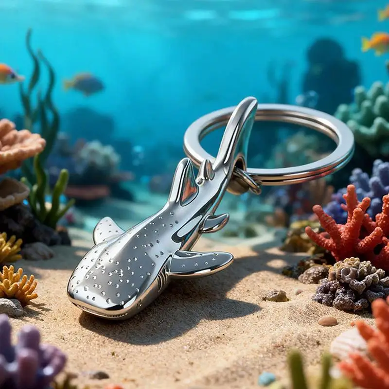 Metal Mini Whale‑Shark Keychain Creative Pendant Car Key Ring Bag Charm Gift Accessory