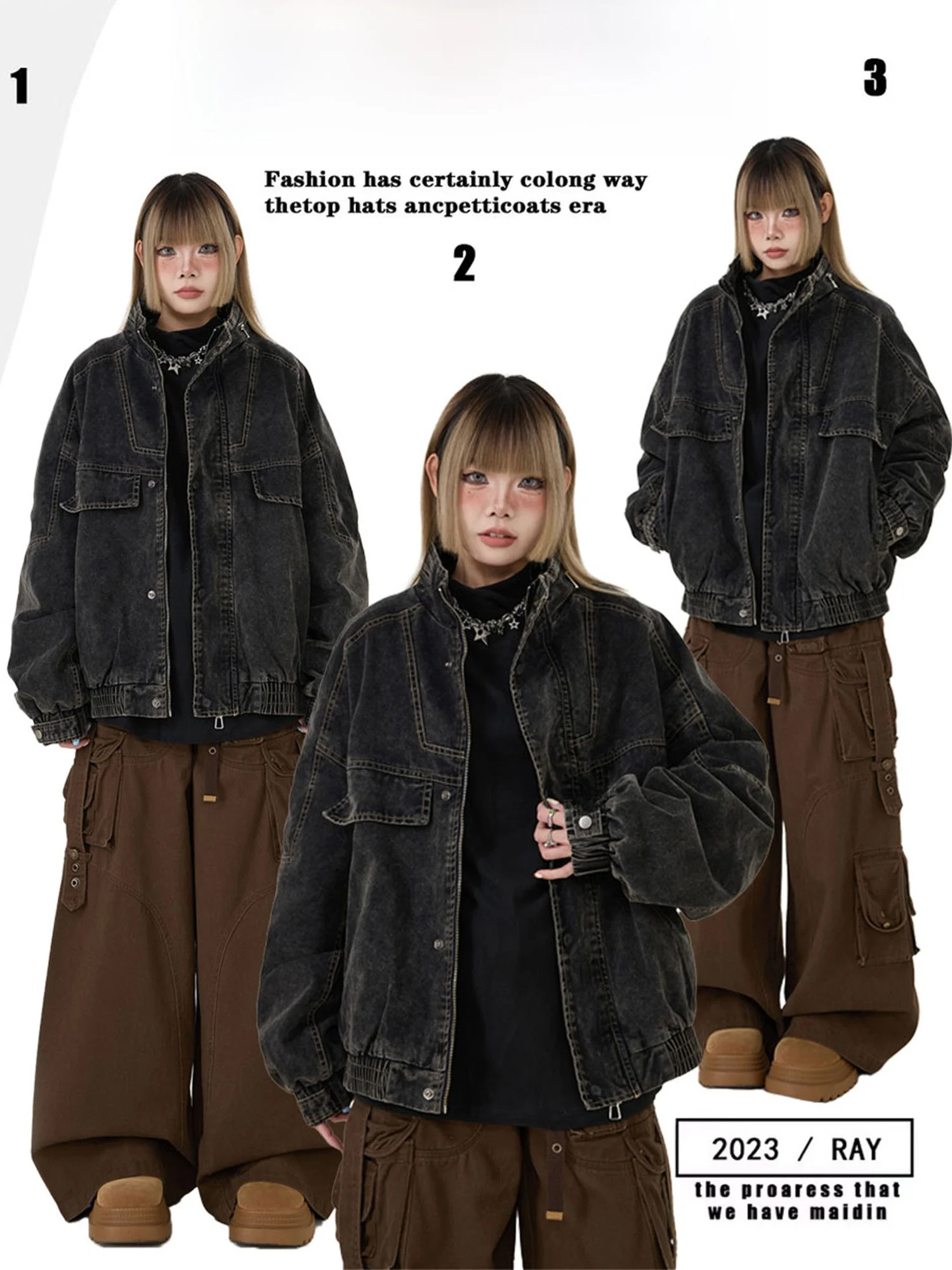 

Джинсовая куртка с американской талией в стиле ретро, зимняя теплая мужская и женская брендовая верхняя одежда High Street Faion, пальто