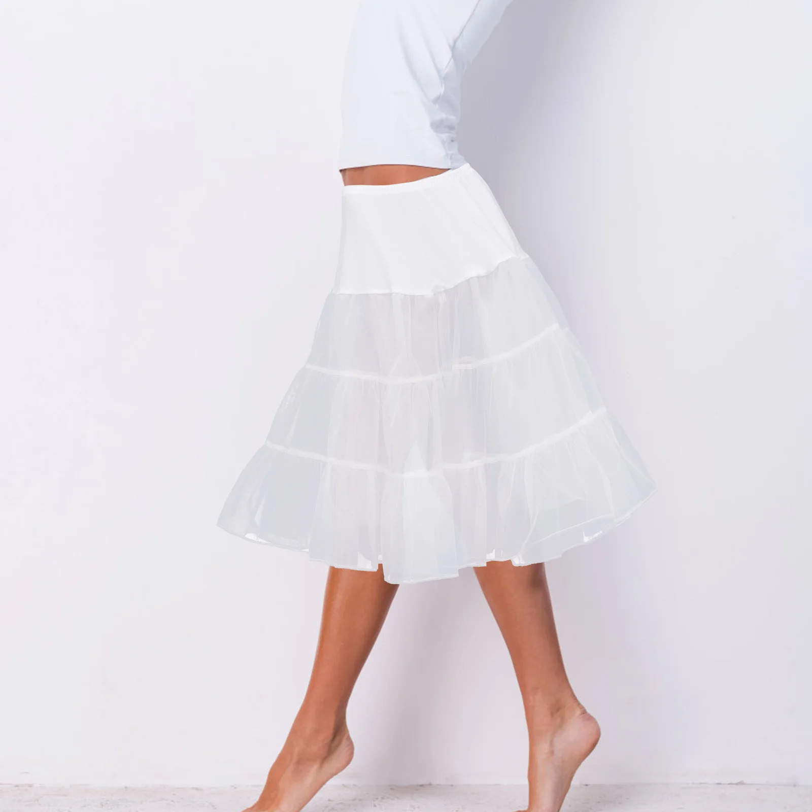 

Skirt Tulle Dress Wedding Petticoat Girls Tutu Crystal Yarn Skirts Child Slip Lightweight Elastic Design Comfortable