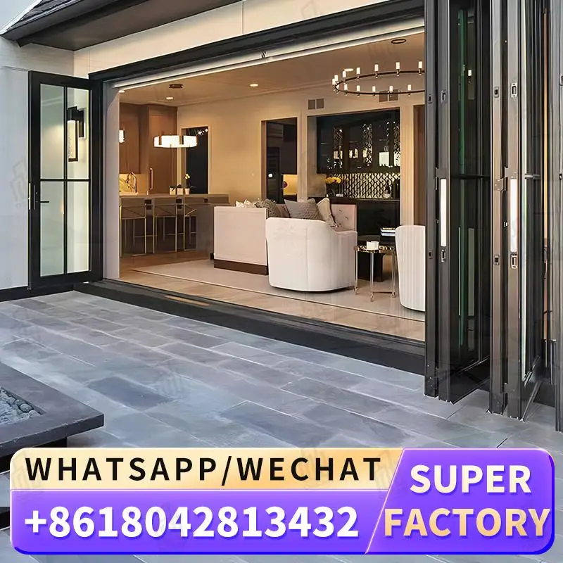 

AntiTheft Folding Tempered Glass Aluminium BiFold Doors for Commercial Restaurant Use in European Regions