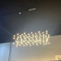 Light Luxury Restaurant Stainless Steel Chandelier Modern High-end  Exhibition Hall Living Room Bar Front Desk Cafe Pendant Lamp