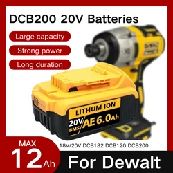 Original DCB200 18V 20V Battery For Dewalt power Tools 6Ah 8Ah 12Ah rechargeable electric tool Lithium batteries DCB184 DCB182