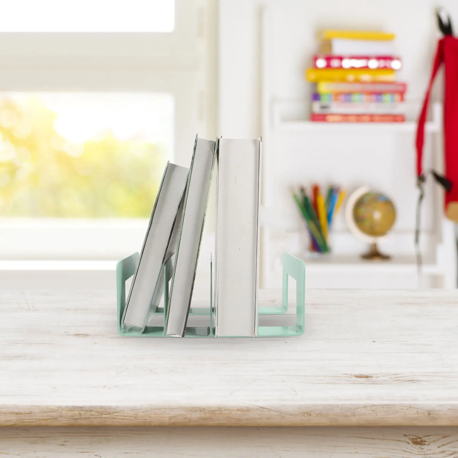 Sturdy Desktop File Organizer No Assembly Required for Home Office Study Bookshelf Holder with Rounded Corners for Safe Use